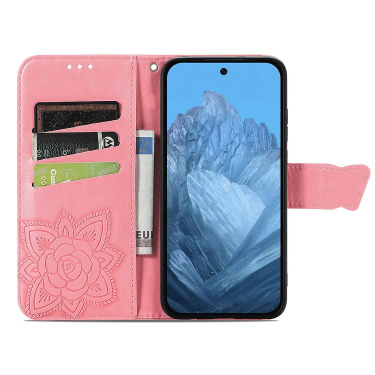 For Google Pixel 9 / 9 Pro Butterfly Love Flower Embossed Leather Phone Case