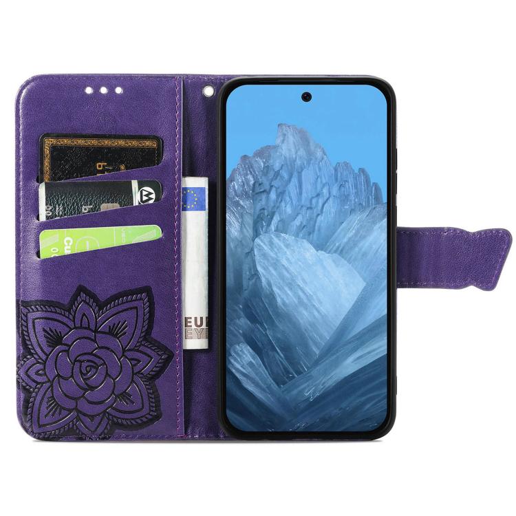 For Google Pixel 9 / 9 Pro Butterfly Love Flower Embossed Leather Phone Case