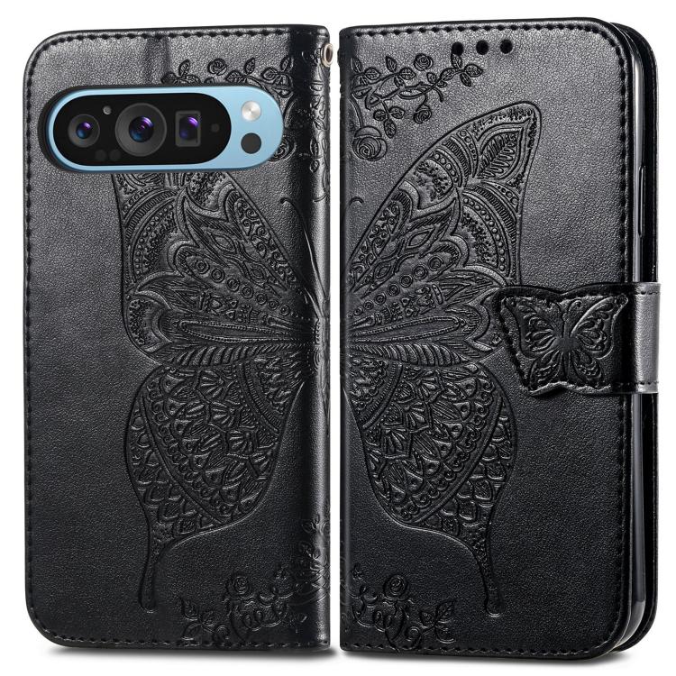 For Google Pixel 9 Pro XL Butterfly Love Flower Embossed Leather Phone Case