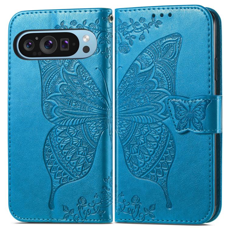 For Google Pixel 10 / 10 Pro Butterfly Love Flower Embossed Leather Phone Case