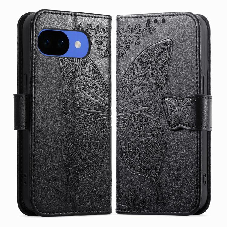 For Google Pixel 10a Butterfly Love Flower Embossed Leather Phone Case