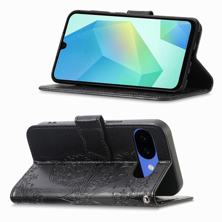 For Google Pixel 10a Butterfly Love Flower Embossed Leather Phone Case