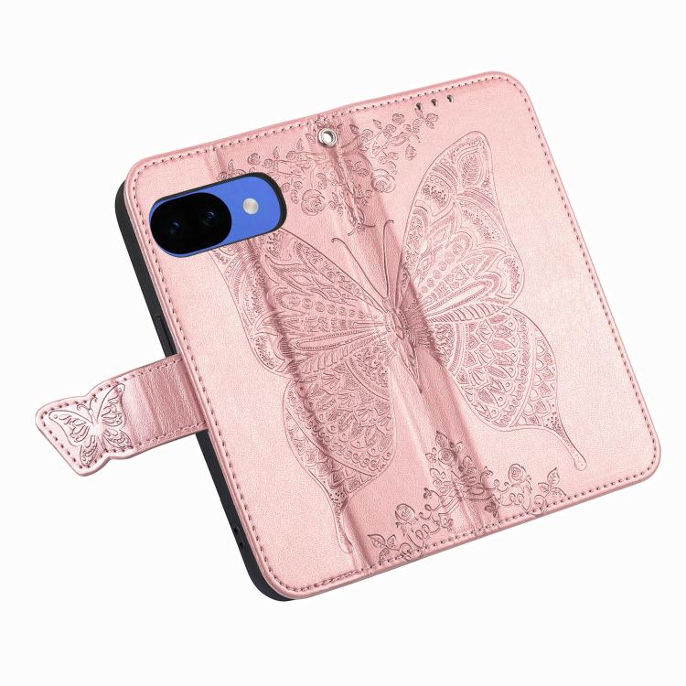 For Google Pixel 10a Butterfly Love Flower Embossed Leather Phone Case