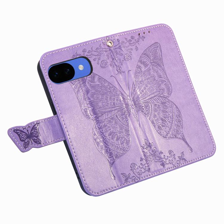 For Google Pixel 10a Butterfly Love Flower Embossed Leather Phone Case