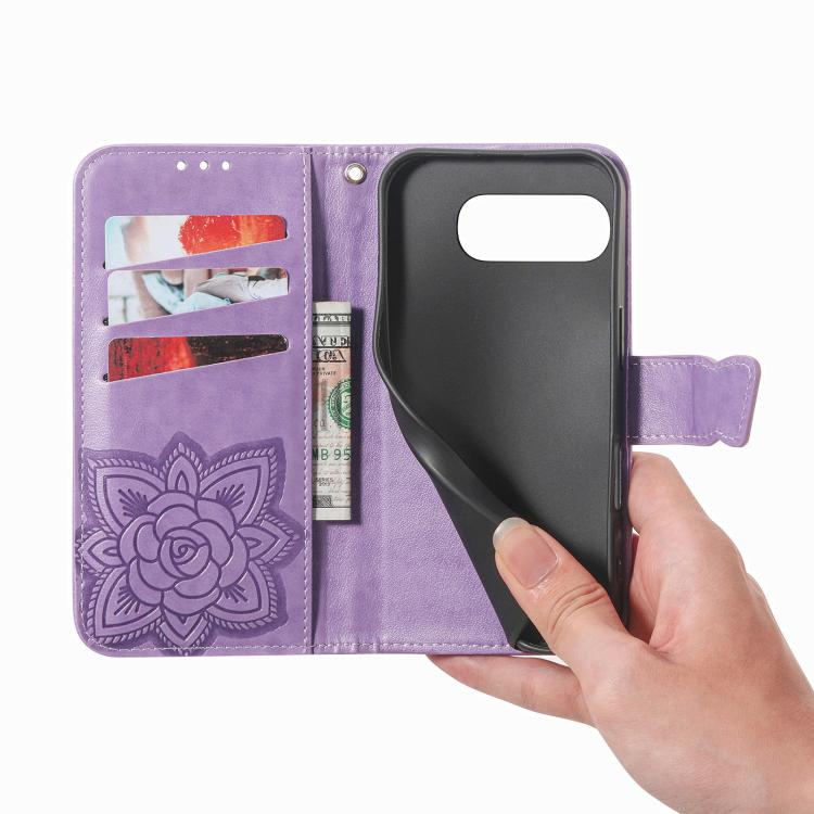 For Google Pixel 10a Butterfly Love Flower Embossed Leather Phone Case