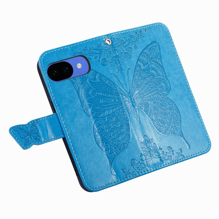 For Google Pixel 10a Butterfly Love Flower Embossed Leather Phone Case
