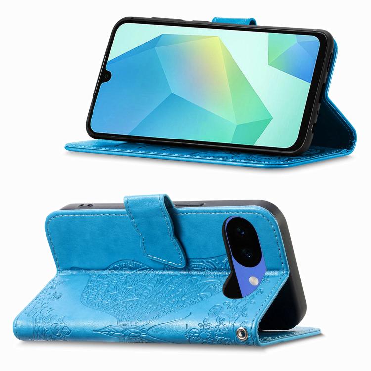 For Google Pixel 10a Butterfly Love Flower Embossed Leather Phone Case