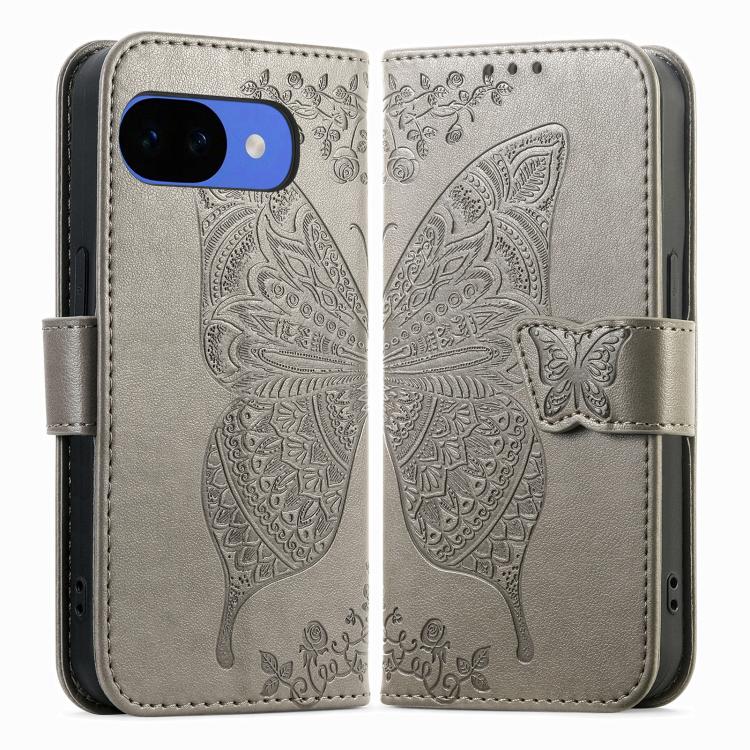 For Google Pixel 10a Butterfly Love Flower Embossed Leather Phone Case