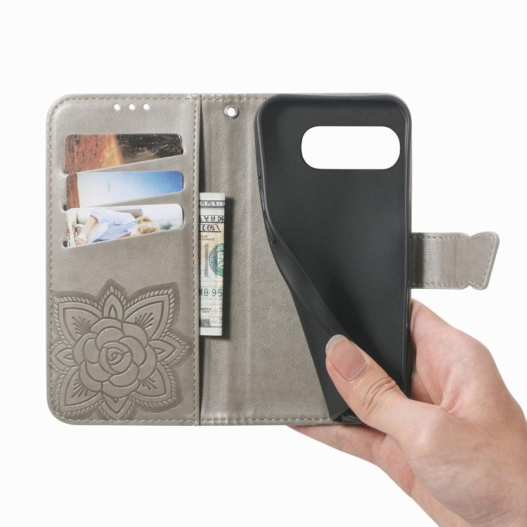 For Google Pixel 10a Butterfly Love Flower Embossed Leather Phone Case