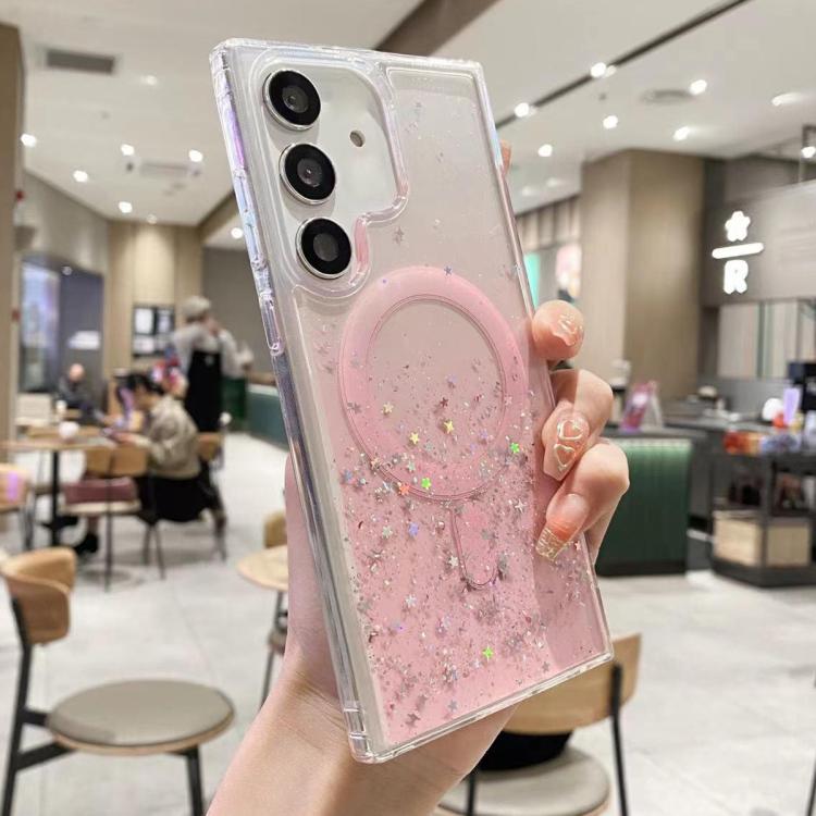 For Samsung Galaxy S25+ 5G MagSafe Glitter Hybrid Clear TPU Phone Case