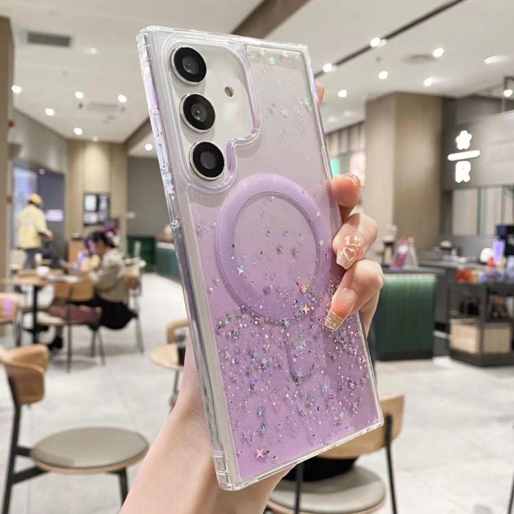 For Samsung Galaxy S25+ 5G MagSafe Glitter Hybrid Clear TPU Phone Case