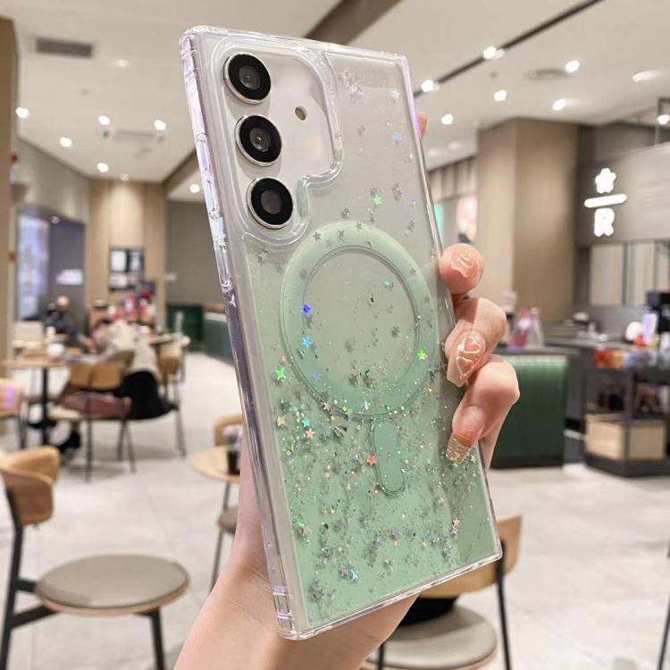 For Samsung Galaxy S25+ 5G MagSafe Glitter Hybrid Clear TPU Phone Case