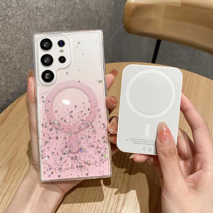 For Samsung Galaxy S25+ 5G MagSafe Glitter Hybrid Clear TPU Phone Case