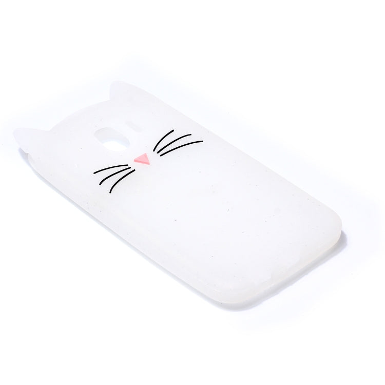 Lovely 3D Moustache Cat Soft Silicone Back Case for Galaxy J4 2018(White)