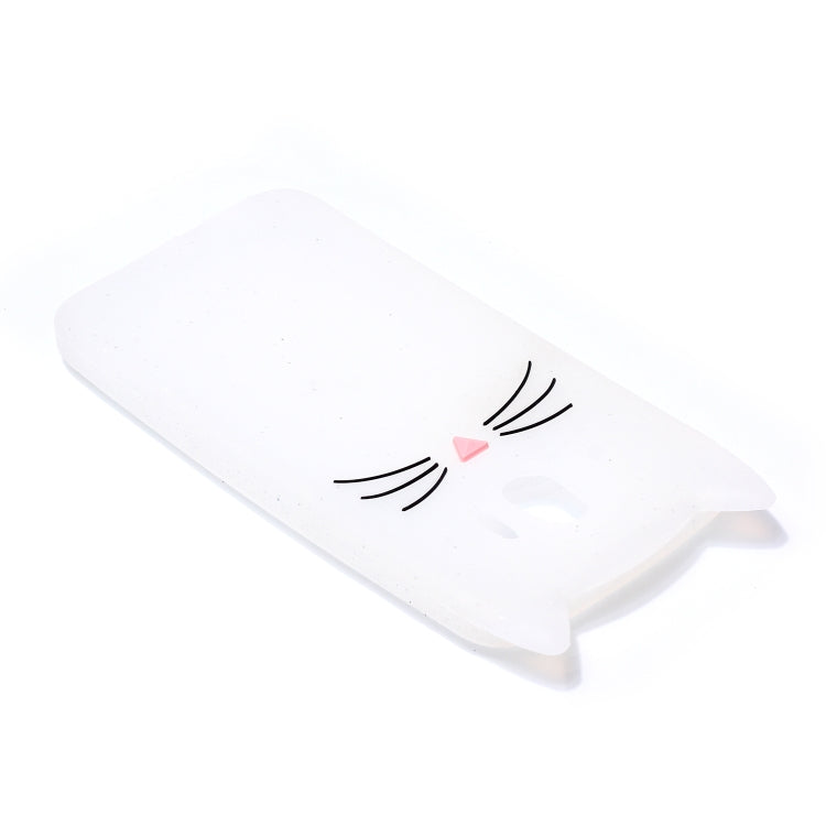 Lovely 3D Moustache Cat Soft Silicone Back Case for Galaxy J4 2018(White)