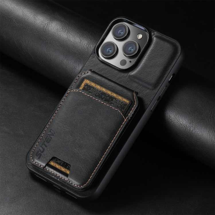 For iPhone 16 Pro Suteni H02 Leather Wallet Stand Back Phone Case
