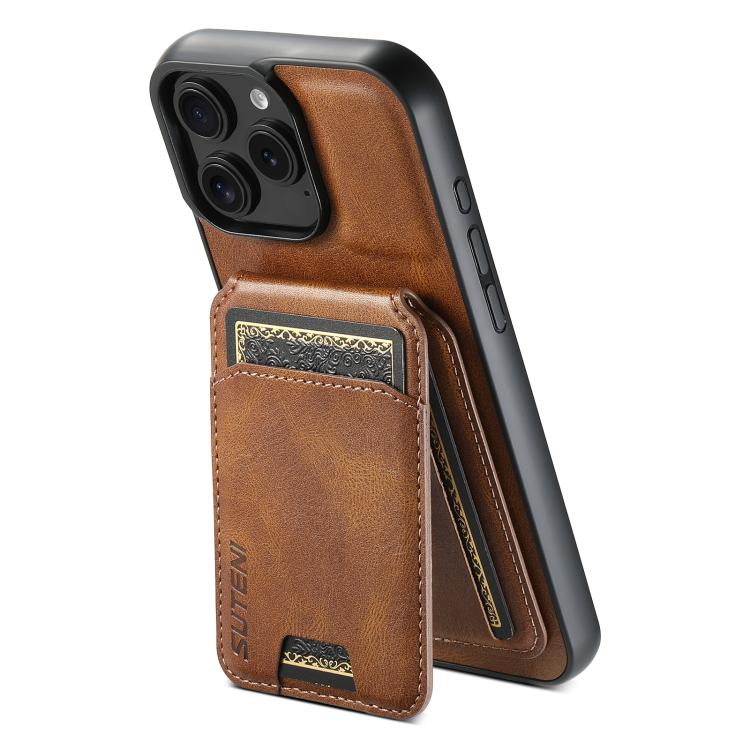 For iPhone 17e / 16e Suteni H02 Leather Wallet Stand Back Phone Case