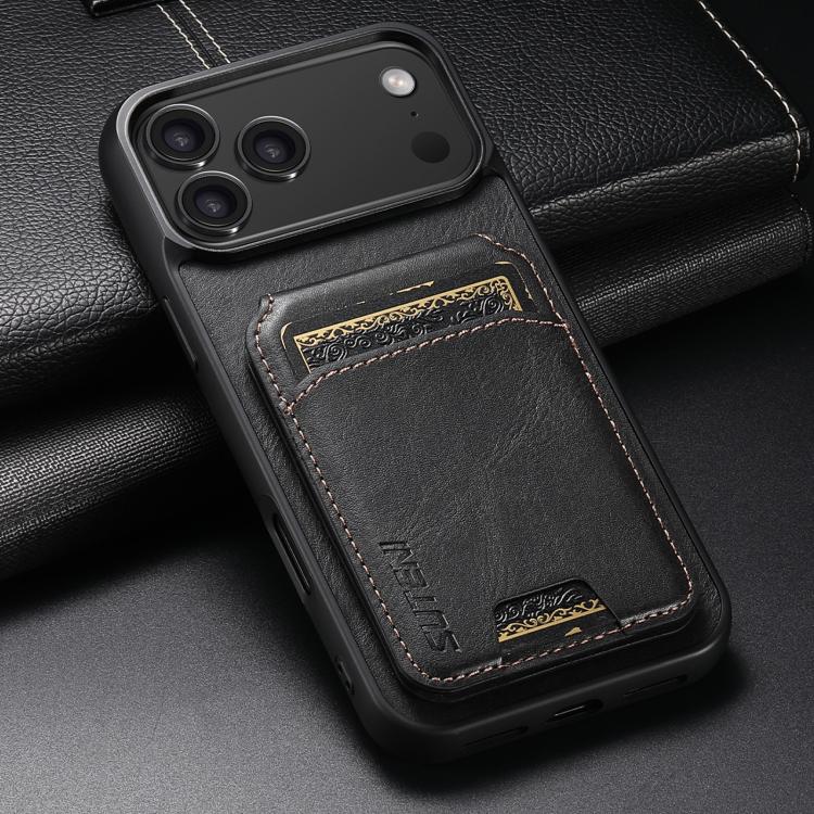 For iPhone 17 Pro Max Suteni H02 Leather Wallet Stand Back Phone Case
