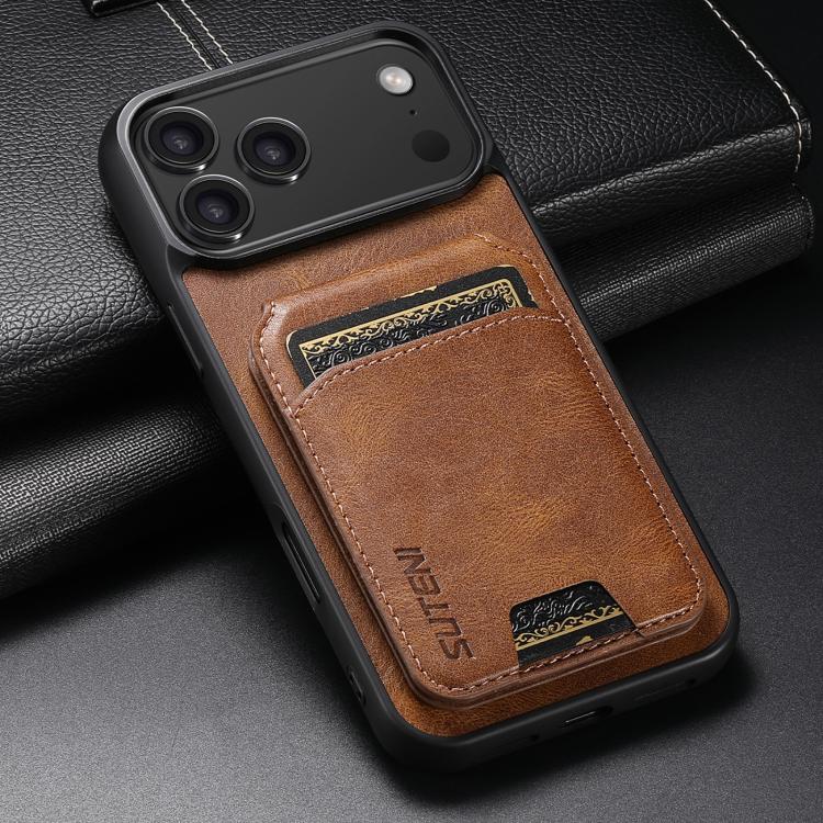 For iPhone 17 Pro Max Suteni H02 Leather Wallet Stand Back Phone Case