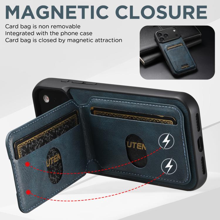 For iPhone 17 Pro Max Suteni H02 Leather Wallet Stand Back Phone Case