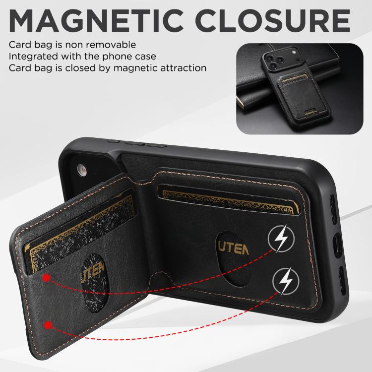 For iPhone 17 Pro Suteni H02 Leather Wallet Stand Back Phone Case