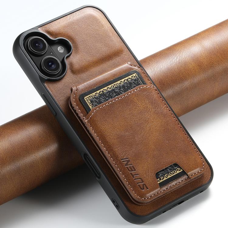 For iPhone 17 Suteni H02 Leather Wallet Stand Back Phone Case