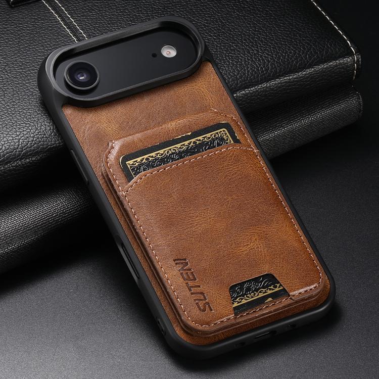 For iPhone Air Suteni H02 Leather Wallet Stand Back Phone Case