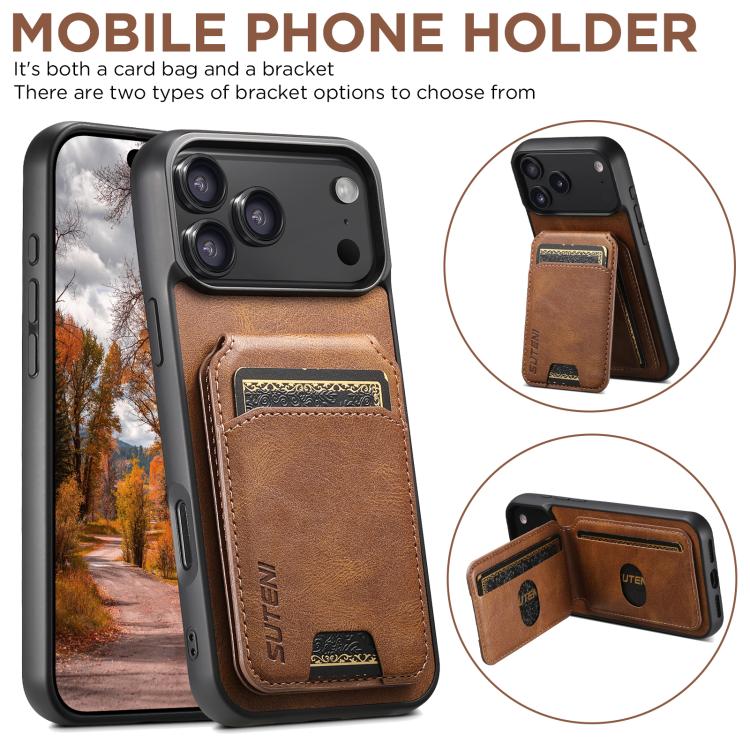 For iPhone Air Suteni H02 Leather Wallet Stand Back Phone Case