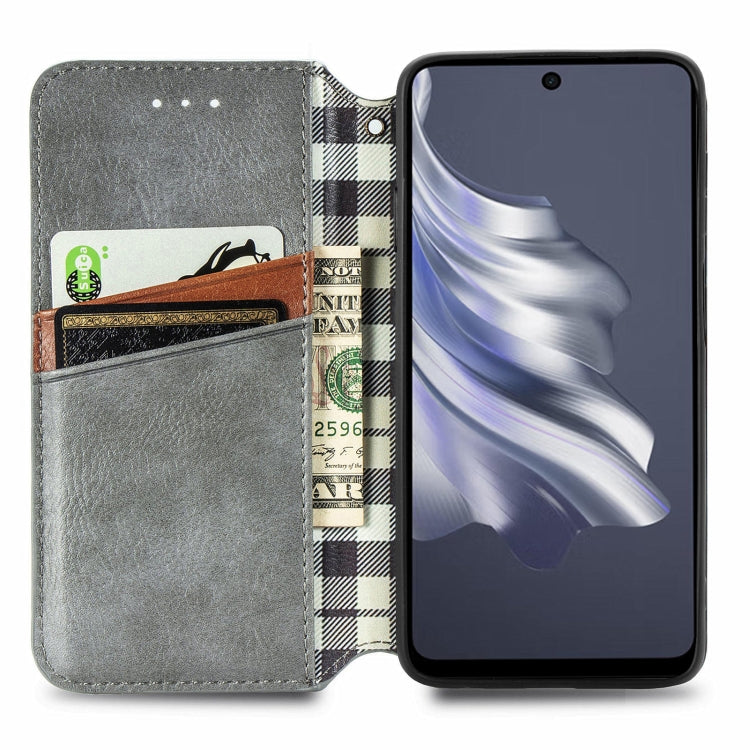 ForTecno Spark 20 Pro Cubic Grid Pressed Magnetic Leather Phone Case