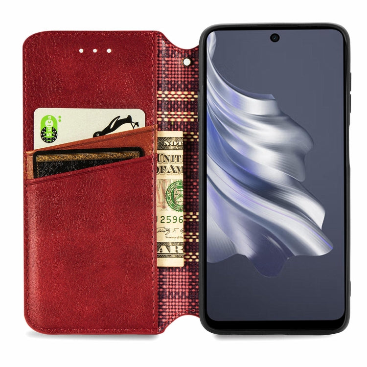 ForTecno Spark 20 Pro Cubic Grid Pressed Magnetic Leather Phone Case