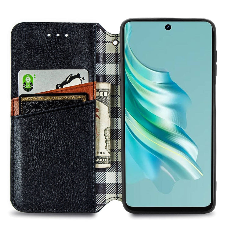 For Tecno Spark 20 4G Cubic Grid Pressed Magnetic Leather Phone Case