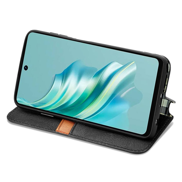 For Tecno Spark 20 4G Cubic Grid Pressed Magnetic Leather Phone Case
