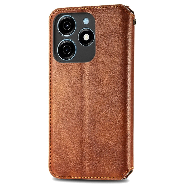 For Tecno Spark 20 4G Cubic Grid Pressed Magnetic Leather Phone Case