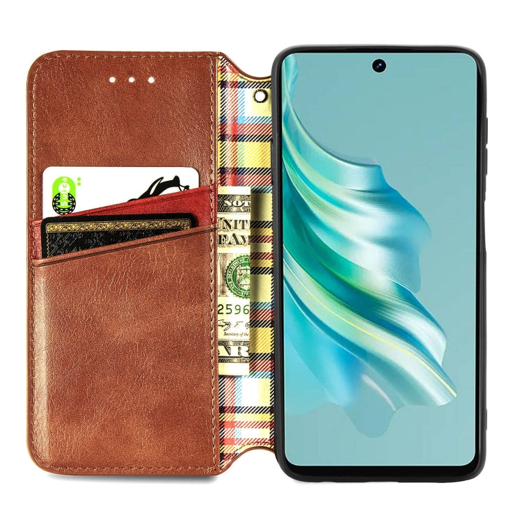 For Tecno Spark 20 4G Cubic Grid Pressed Magnetic Leather Phone Case