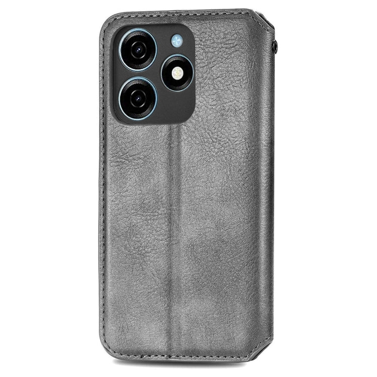 For Tecno Spark 20 4G Cubic Grid Pressed Magnetic Leather Phone Case