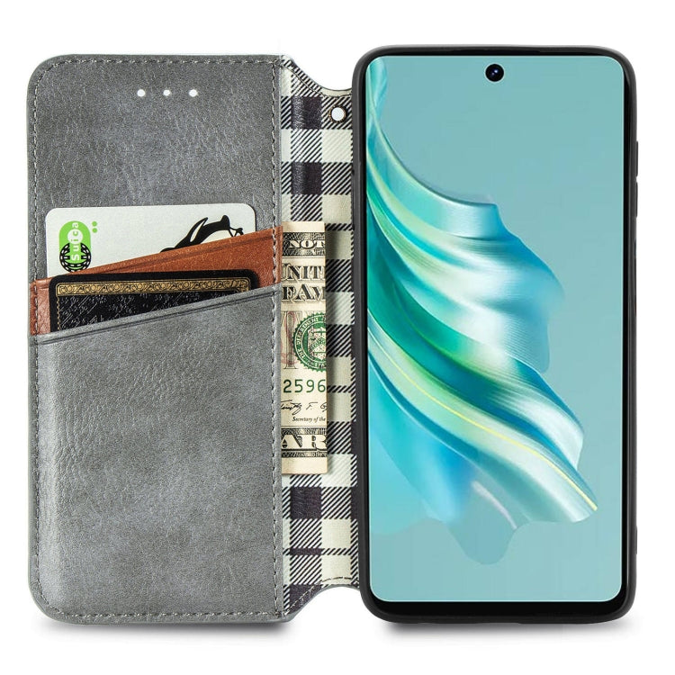 For Tecno Spark 20 4G Cubic Grid Pressed Magnetic Leather Phone Case