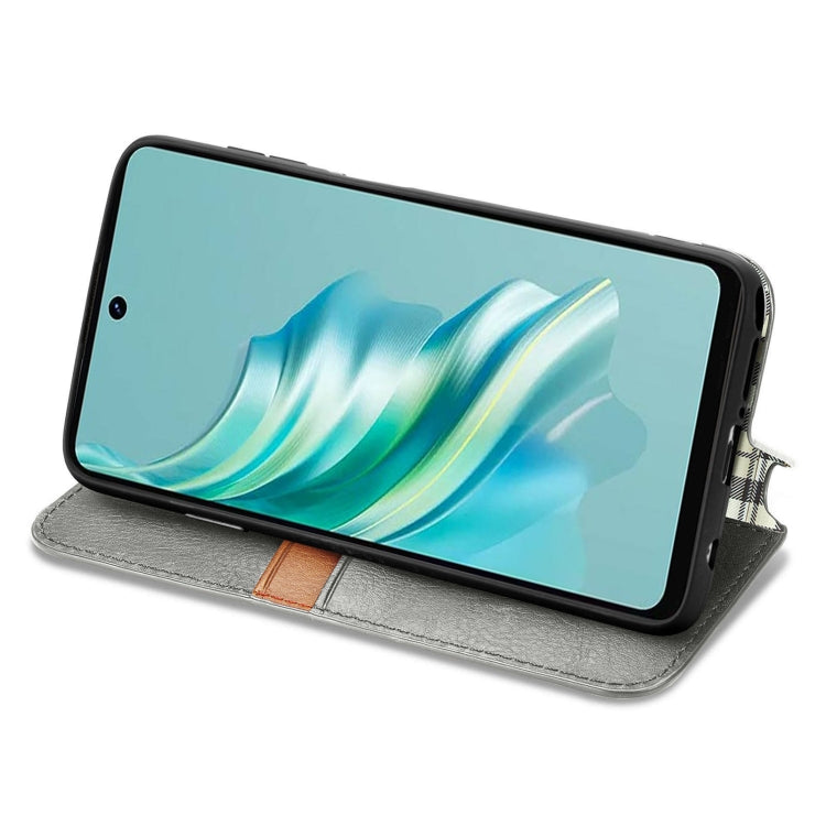 For Tecno Spark 20 4G Cubic Grid Pressed Magnetic Leather Phone Case
