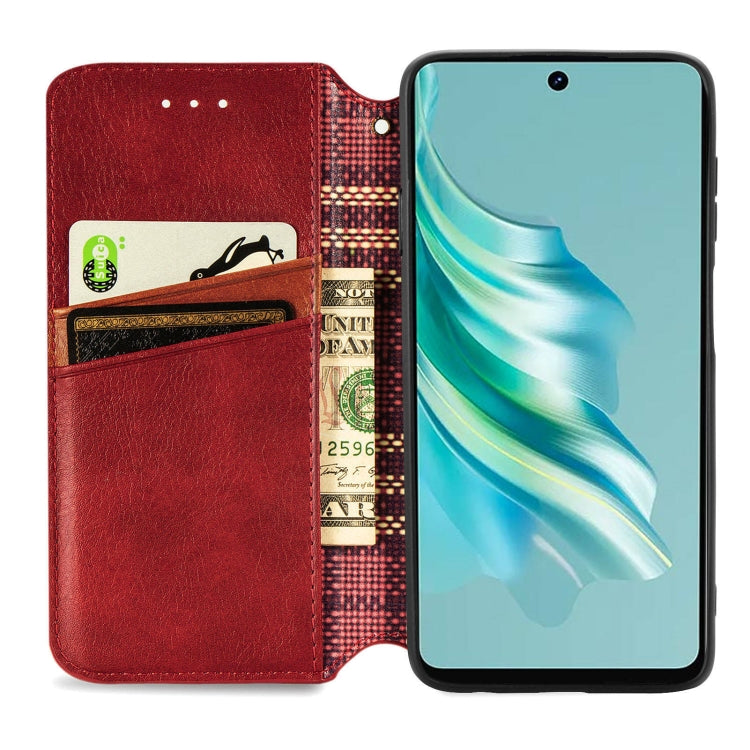 For Tecno Spark 20 4G Cubic Grid Pressed Magnetic Leather Phone Case