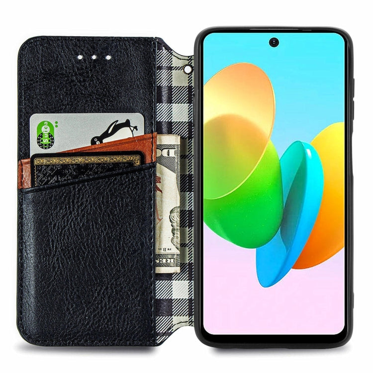 For Tecno Spark 20C 4G Cubic Grid Pressed Magnetic Leather Phone Case