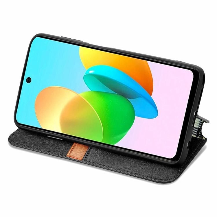 For Tecno Spark 20C 4G Cubic Grid Pressed Magnetic Leather Phone Case
