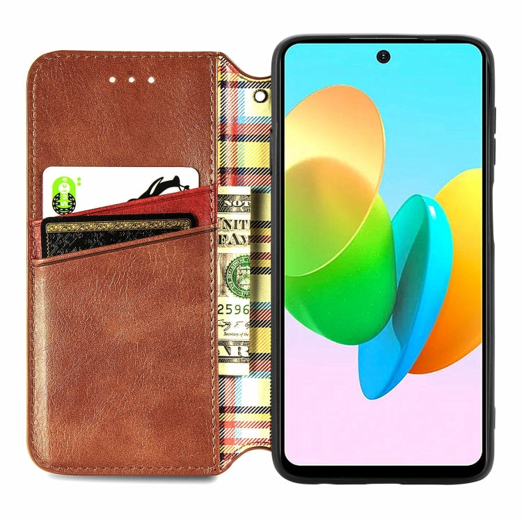 For Tecno Spark 20C 4G Cubic Grid Pressed Magnetic Leather Phone Case