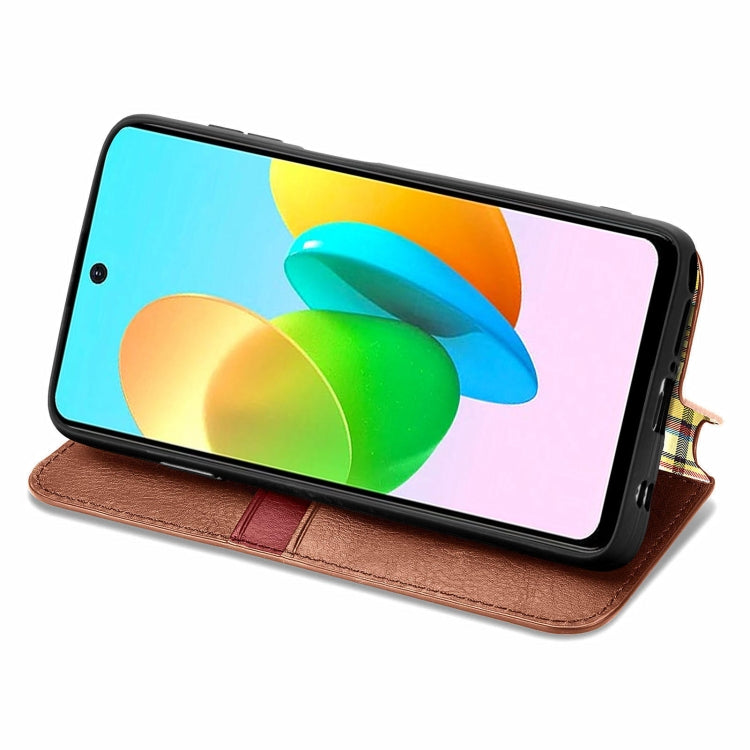 For Tecno Spark 20C 4G Cubic Grid Pressed Magnetic Leather Phone Case