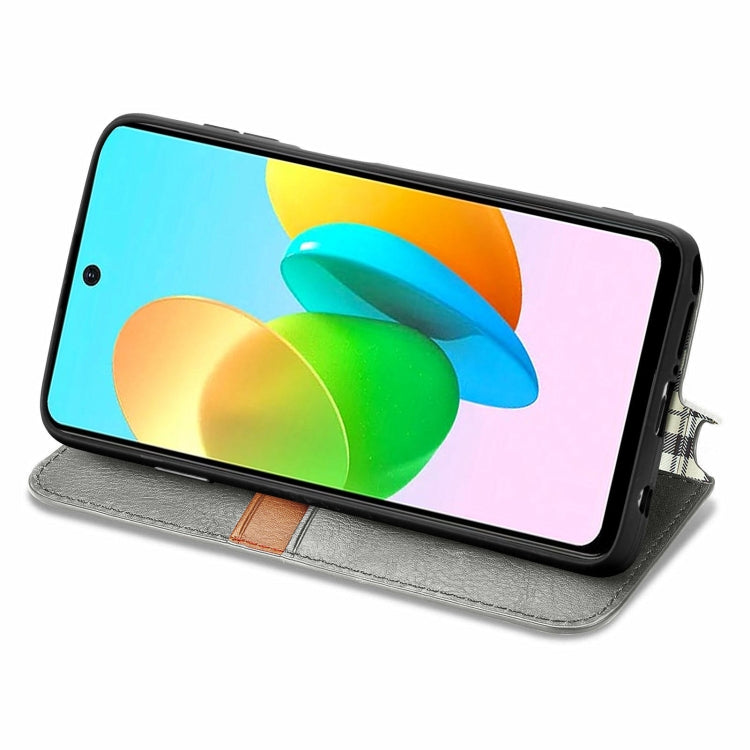 For Tecno Spark 20C 4G Cubic Grid Pressed Magnetic Leather Phone Case