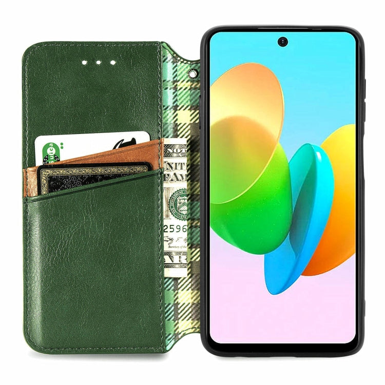 For Tecno Spark 20C 4G Cubic Grid Pressed Magnetic Leather Phone Case