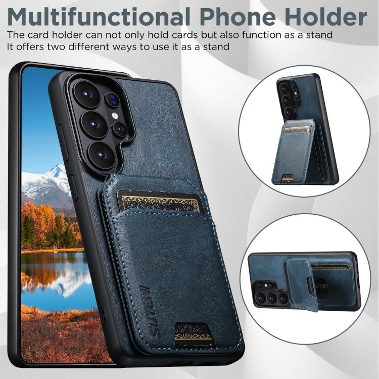 For Samsung Galaxy S25+ 5G Suteni H02 Leather Wallet Stand Back Phone Case
