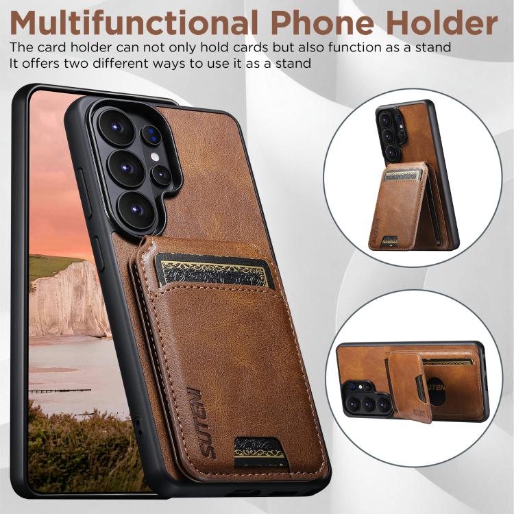 For Samsung Galaxy S25 Ultra 5G Suteni H02 Leather Wallet Stand Back Phone Case