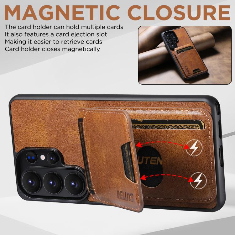 For Samsung Galaxy S26 Ultra 5G Suteni H02 Leather Wallet Stand Back Phone Case
