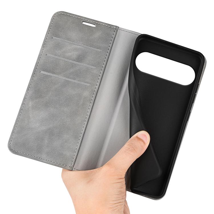 For Google Pixel 9 / 9 Pro Retro-skin Magnetic Suction Leather Phone Case