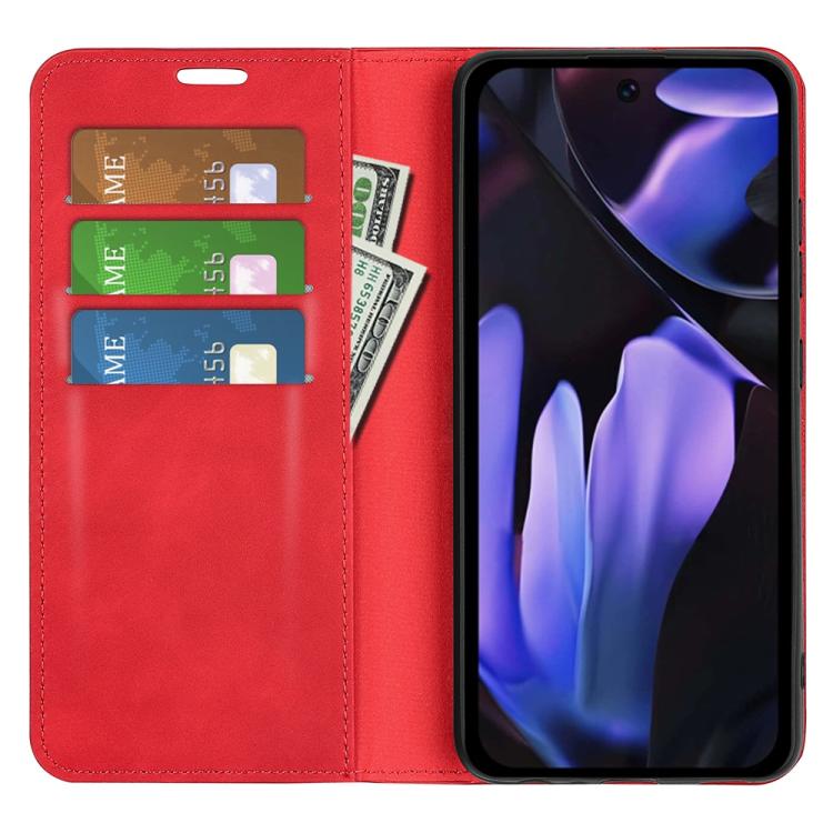 For Google Pixel 9a Retro-skin Magnetic Suction Leather Phone Case