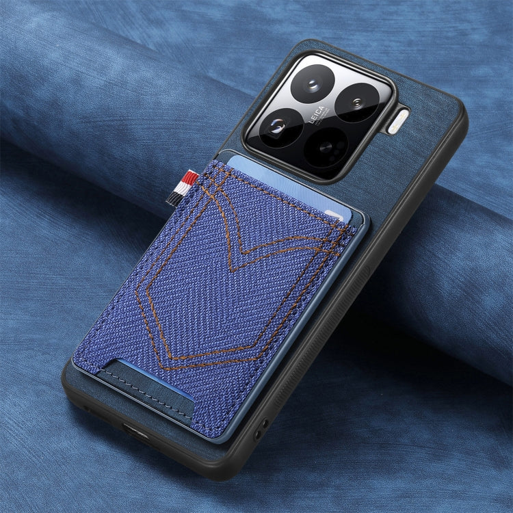 For Xiaomi 15 Denim Texture Leather Skin Phone Case with Card Slot